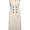 The Fold - Cream Textured Linen Blend Double Breasted Dress Sz 4