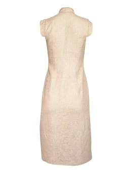 The Fold - Cream Textured Linen Blend Double Breasted Dress Sz 4