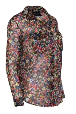 The Kooples - Black & Multi Color Floral Button Down Top Sz S