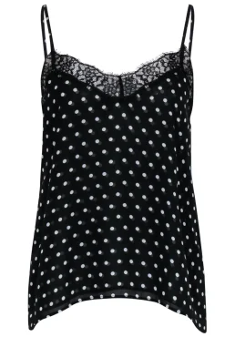 The Kooples - Black & White Polka Dot Cami w/ Lace Trim Sz S