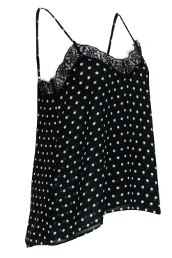 The Kooples - Black & White Polka Dot Cami w/ Lace Trim Sz S