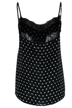 The Kooples - Black & White Polka Dot Cami w/ Lace Trim Sz S