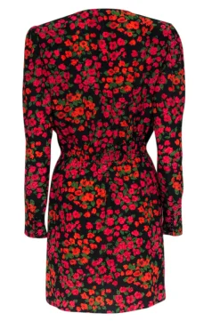The Kooples - Black w/ Red & Orange Floral Print Silk Dress Sz L
