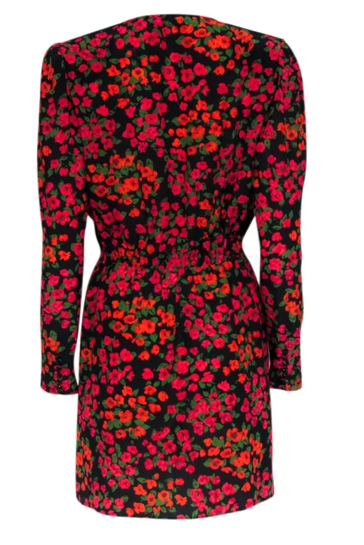 The Kooples - Black w/ Red & Orange Floral Print Silk Dress Sz L