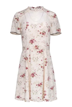 The Kooples - Cream Floral Silk Short Sleeve Mini Dress Sz XS