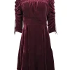 The Kooples - Maroon Velvet Drawstring Sleeve Dress Sz S