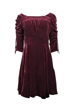 The Kooples - Maroon Velvet Drawstring Sleeve Dress Sz S