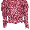 The Kooples - Red Paisley Print Long Sleeve Wrap Blouse Sz S