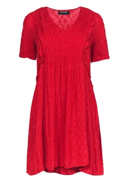The Kooples - Red Textured Short Sleeve Shift Dress Sz S