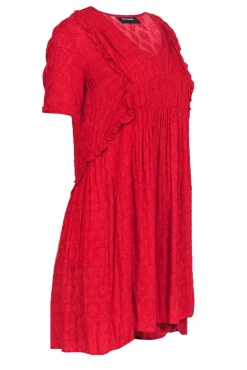 The Kooples - Red Textured Short Sleeve Shift Dress Sz S
