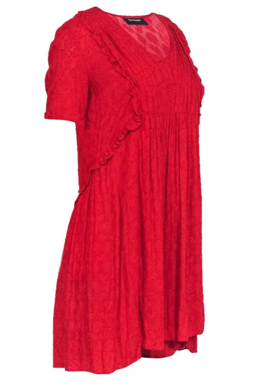 The Kooples - Red Textured Short Sleeve Shift Dress Sz S