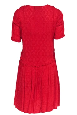 The Kooples - Red Textured Short Sleeve Shift Dress Sz S
