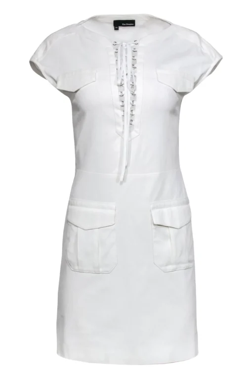 The Kooples - White Textured Lace-Up Bodycon Dress Sz 2