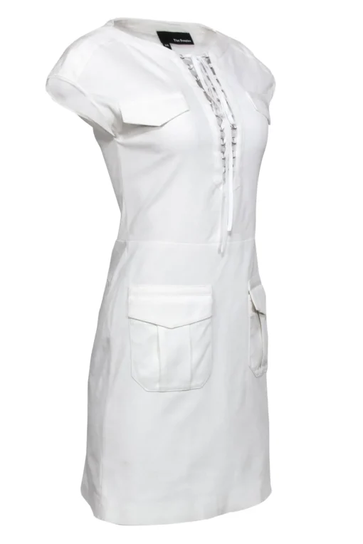 The Kooples - White Textured Lace-Up Bodycon Dress Sz 2