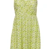 The Kooples - Yellow Floral Print Mini Metallic Dress Sz S