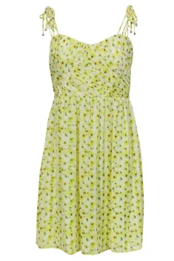 The Kooples - Yellow Floral Print Mini Metallic Dress Sz S