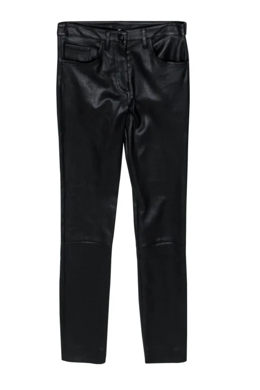 The Row - Black Shiny Leather Skinny Pants Sz 0