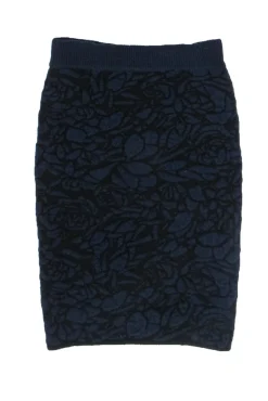 The Row - Navy & Black Fuzzy Textured Pencil Skirt Sz S