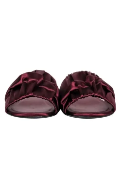 The Row - Oxblood Satin "Ellen" Slide Sandals Sz 7