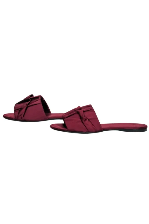 The Row - Oxblood Satin "Ellen" Slide Sandals Sz 7