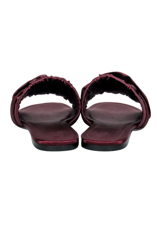 The Row - Oxblood Satin "Ellen" Slide Sandals Sz 7