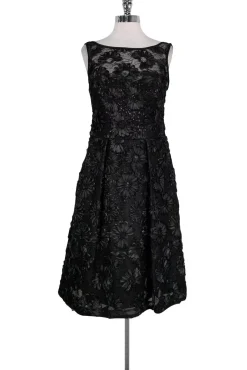 Theia - Black Embroidered Sequin Dress Sz 10