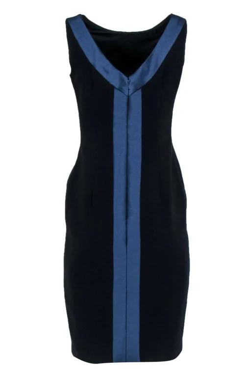 Theia - Navy w/ Multi Color Floral Patterned Front Dress Sz 8