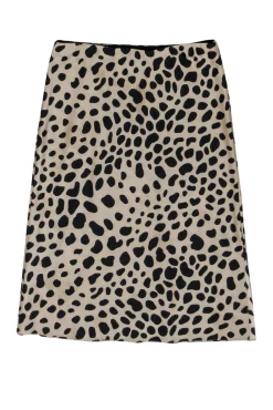 Theory - Beige & Black Giraffe Print Side Slit Midi Skirt Sz S