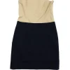 Theory - Beige & Navy Cotton Strapless Dress Sz 8