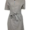 Theory - Beige Linen Blend Belted Shift Dress Sz 4