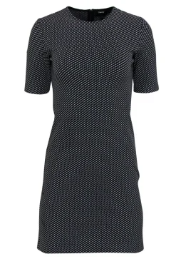 Theory - Black & Grey Geometric Print Short Sleeve Bodycon Dress Sz 2