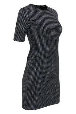 Theory - Black & Grey Geometric Print Short Sleeve Bodycon Dress Sz 2