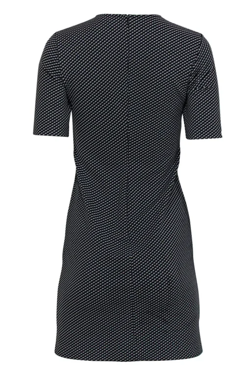 Theory - Black & Grey Geometric Print Short Sleeve Bodycon Dress Sz 2