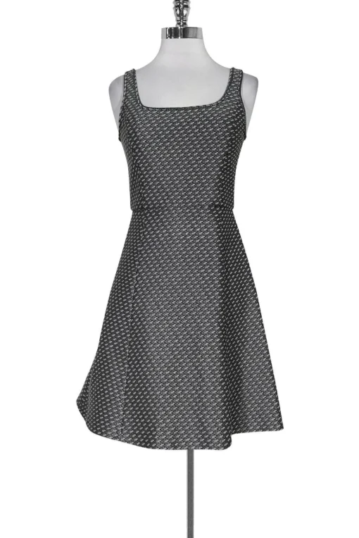 Theory - Black & White Flared Dress Sz 2