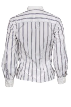 Theory - Black & White Striped Button-Up Blouse Sz P