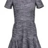 Theory - Black & White Tweed Dress w/ Flounce Hem Sz 2