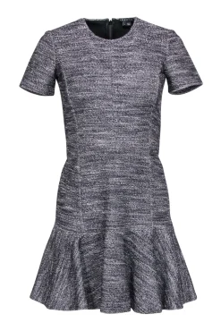 Theory - Black & White Tweed Dress w/ Flounce Hem Sz 2