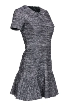 Theory - Black & White Tweed Dress w/ Flounce Hem Sz 2