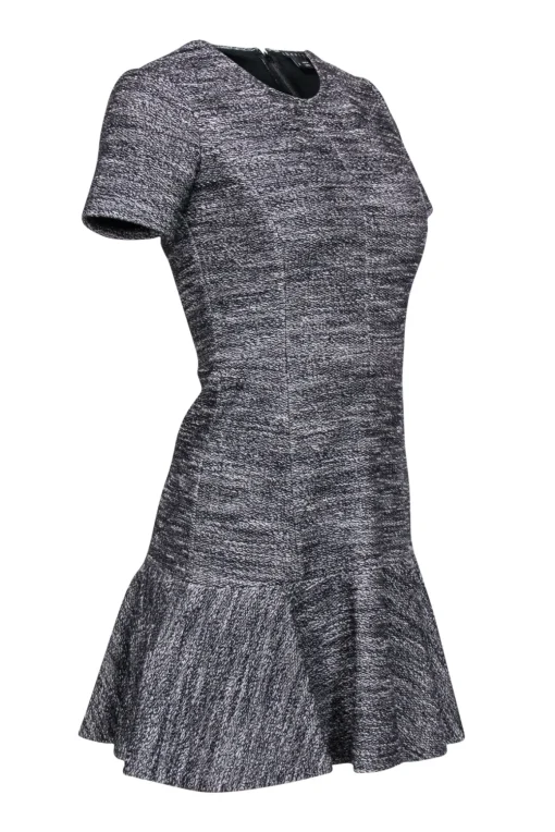 Theory - Black & White Tweed Dress w/ Flounce Hem Sz 2