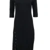 Theory - Black Knit Midi Dress w/ Buttoned Slit Sz M