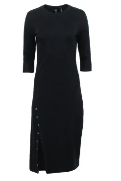 Theory - Black Knit Midi Dress w/ Buttoned Slit Sz M