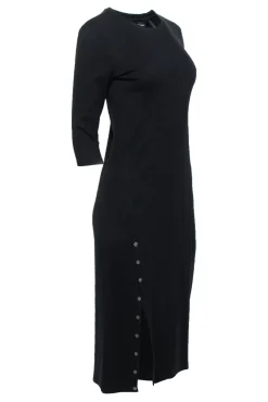 Theory - Black Knit Midi Dress w/ Buttoned Slit Sz M