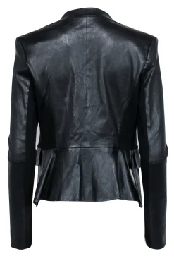 Theory – Black Leather Blazer Jacket w/ Front Lapels Sz M