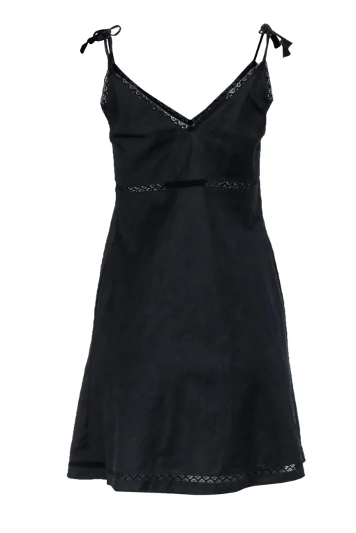 Theory - Black Linen Blend Sleeveless Lace Trim Dress Sz 0