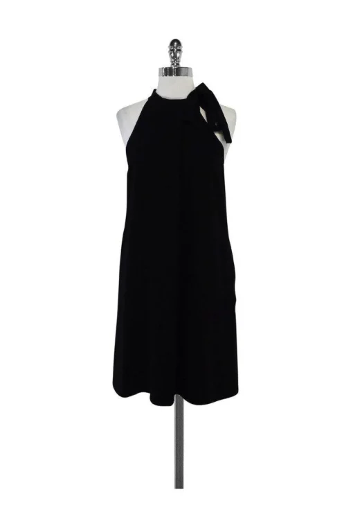 Theory - Black Pleated High Neck Dress Sz 2