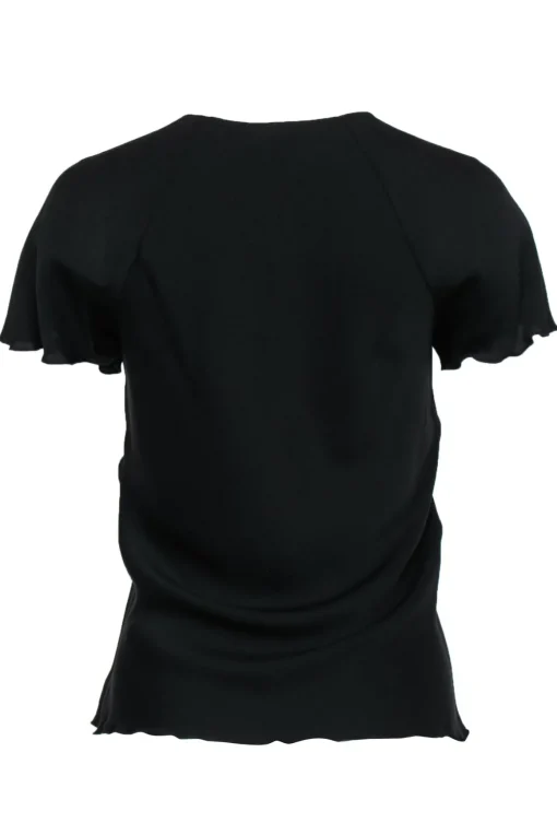 Theory - Black Short Sleeve Button-Front Silk Blouse Sz P