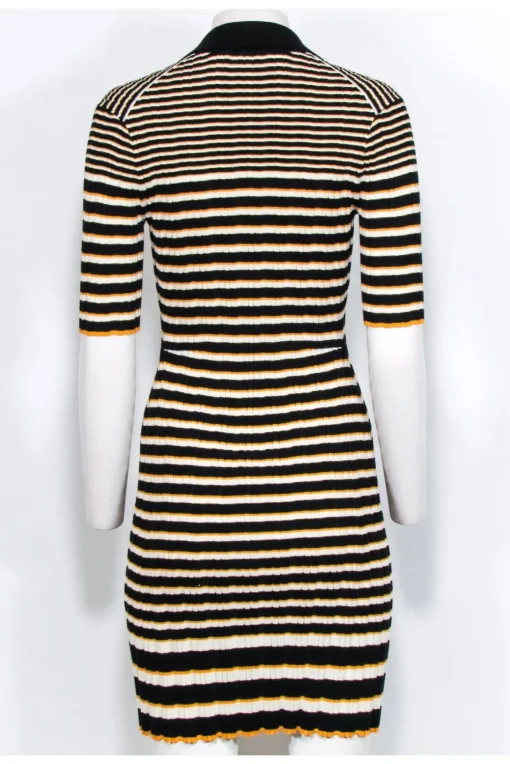 Theory - Black, Yellow, & White Striped Knit Polo Dress Sz S