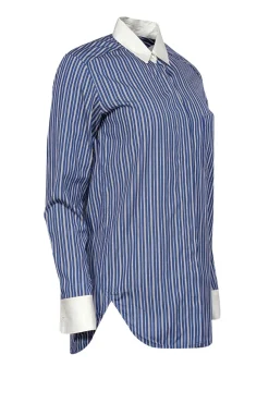 Theory - Blue w/ Red & White Stripes Long Sleeve Button Down Sz P
