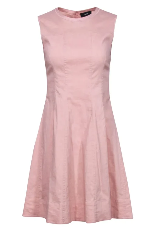 Theory - Blush Pleated Fit & Flare Sleeveless Mini Dress Sz 2