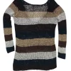 Theory - Brown & Green Striped Knit Scoop Back Sweater Sz M